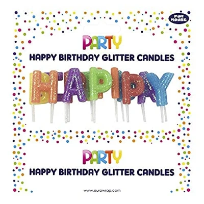Abbildung von Eurowrap Clairefontaine 12825 HBMC Set mit Kerzen Buchstabe Glitzer &#039;&#039;Happy Birthday&#039;&#039;, 1