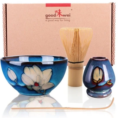 Abbildung von Goodwei Teeservice Matcha Teezeremonie Set &quot;Magnolia&quot; mit Teeschale, Besen und Halter (4 tlg), 1 Personen, Keramik