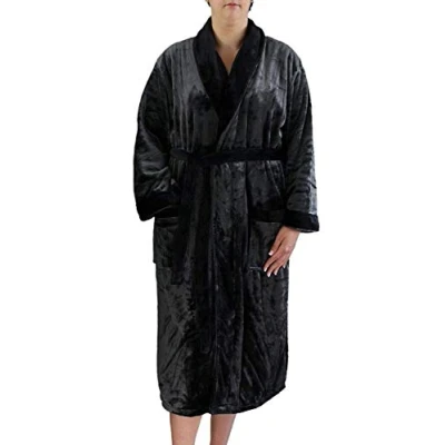Abbildung von Gözze Unisex Bademantel mit Schalkragen, Seiden Feeling, 100% Mikrofaser, 330 g/m², Größe S Anthrazit