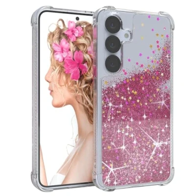 Abbildung von EAZY Case Glitzer Hülle kompatibel mit Galaxy S25 Handyhülle für Silikon leichtes Shiny Cover stoßfestes Phone als Fallschutz in Liquid Pink