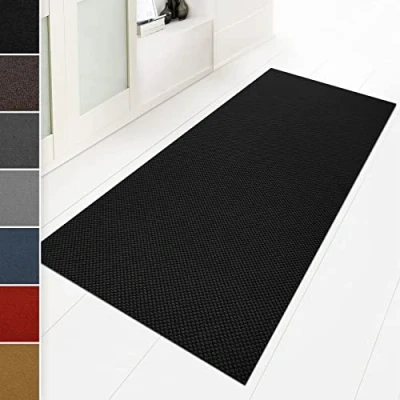 Abbildung von Floordirekt Schmutzfangmatte 80 x 250 cm Schwarz, ideal auch als Schmutzfangteppich nach Maß, Teppich Flur Läufer, Küchenteppich waschbar rutschfest, Sauberlaufmatte, Meterware (Hong Kong)