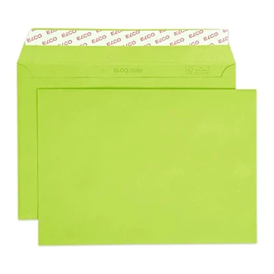 Abbildung von Elco 24084.62 Color Box mit Deckel und 250 Briefumschläge/Versandtasche, Haftklebeverschluss, C5, 100g, intensiv grün, Fenster: nein