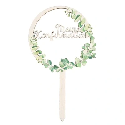 Abbildung von Logbuch Verlag Tortendeko Konfirmation Caketopper Tortenstecker für Konfirmationsdeko Kuchenstecker Eukalyptus Junge &amp; Mädchen 20 x 12 cm