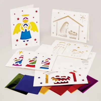 Abbildung von Baker Ross FX891 Krippenfensterbild Sets Packung mit 6, Weihnachtliche Dekorations Bastelsets für Kinder
