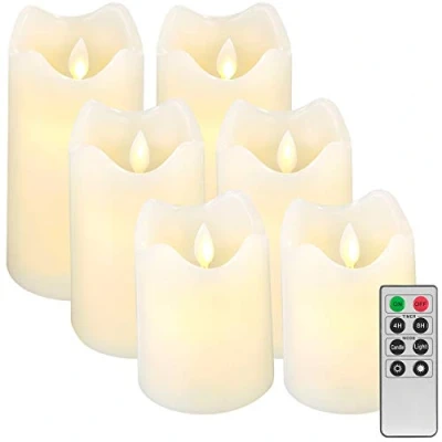 Abbildung von Britesta LED Kerze mit Timer: 6er Set dimmbare Echtwachskerzen, bewegliche Flamme, Fernbedienung (Wachs Kerzen, LEED Echtwachskerze Timer, Kabellose Weihnachtskerzen)