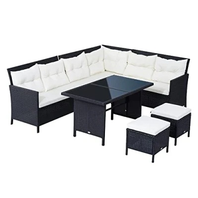 Abbildung von 18 tlg. Sitzgarnitur Gartenset Gartenmöbel Lounge Polyrattan Schwarz