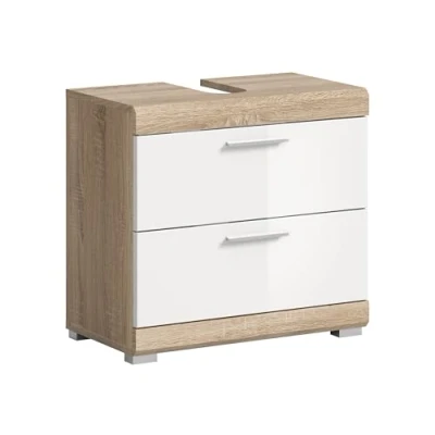 Abbildung von furnling Waschbeckenunterschrank Scott 2 Schubladen, Badmöbel, Badschrank, Badunterschrank, 60 cm breit