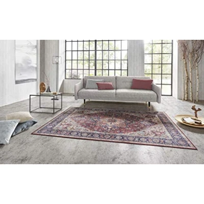 Abbildung von Nouristan Anthea Asmar Wohnzimmerteppich Orient Touch Detailiertes Muster Florales Kurflor Flachgewebe Teppich für Esszimmer, Wohnzimmer, Schlafzimmer Pflaumenrot, 160x230cm, Polyester, 160x230 cm