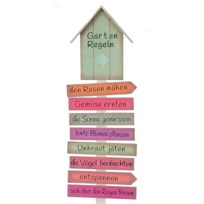 Abbildung von Spetebo Holzschild Gartenregeln mit Erdspieß 103 cm Holz Gartenstecker Garten Deko Schild Gartenstab