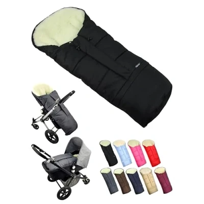 Abbildung von BambiniWelt by Rafael K. Fußsack Winterfußsack für Kinderwagen Buggy mumienform Wolle UNI