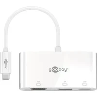 Abbildung von goobay 52412 Multiport Adapter USB C auf VGA + DP HDMI Auflösungen bis max. 4K*2K@60Hz Spiegelt zu 4 Bildschirme gleichzeitig