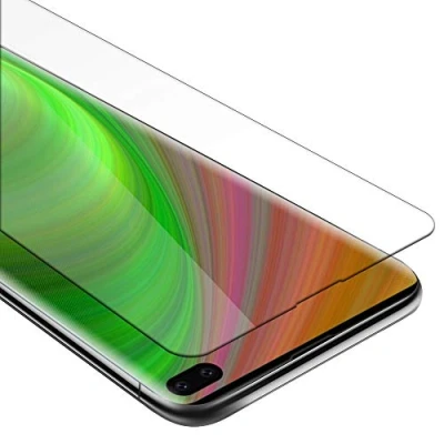Abbildung von Cadorabo Panzer Schutz Glas für Samsung Galaxy S10 PLUS Schutzfolie in Ultra Klar Hüllen freundlich Gehärtetes (Tempered) Dipslayschutz Folie 9H Härte Anti Kratzer