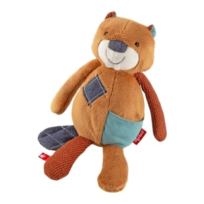 Abbildung von sigikid Biber Patchwork Sweety Kuscheltier für Kinder, Größe: One Size, Braun blau