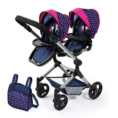 Abbildung von Bayer Zwillingspuppenwagen Twin Neo, blau/pink