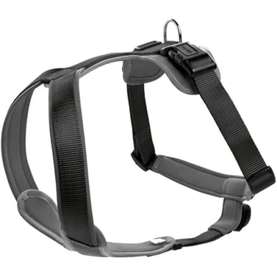 Abbildung von HUNTER Hundegeschirr NEOPREN, Farbe: schwarz/grau, strapazierfähiges Nylon, mit weichem Neopren gepolstert, reflektierendes 3M Scotchlite Reflective Material, pflegeleicht, komfortabel, Größe: XS