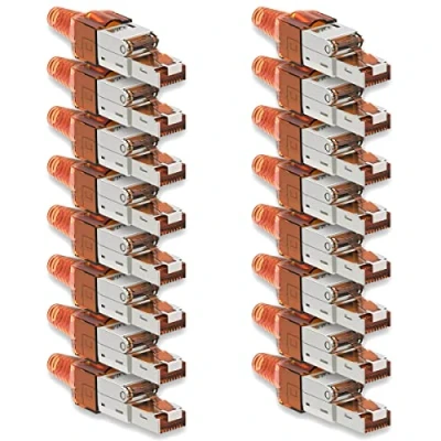 Abbildung von NAUC CAT 7 RJ45 Netzwerkstecker 16x Stecker Steckverbinder mit Zugentlastung geschirmt werkzeuglos CAT7 LAN Netzwerkkabel
