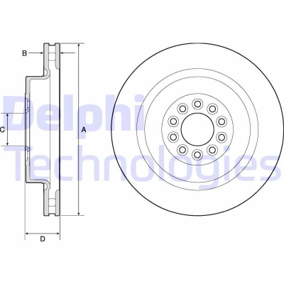 Abbildung von DELPHI BG9182C Bremsscheibe 365 32 5 Belüftet beschichtet hochgekohlt ohne Radlager, ABS Sensorring JAGUAR: S Type, XJ Limousine