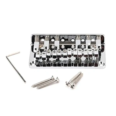 Abbildung von Sxett Metal Guitar Fixed Hardtail Bridge Roller Saddle Replacement for 6 String Electric Saitenhalter