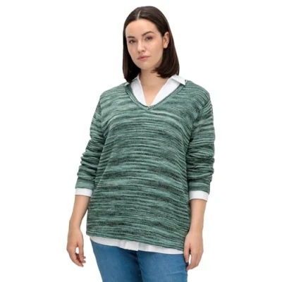 Abbildung von Sheego Strickpullover, Damen, Größe: 44/46, Tiefgrün