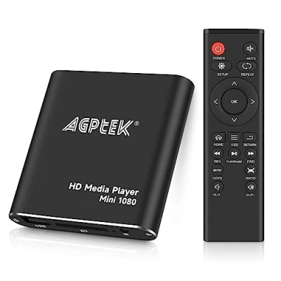 Abbildung von AGPTEK Mini 1080P Full HD Digital Mediaplayer Medienspieler mit Fernbedienung für MP3, WMA, OGG, AAC, FLAC, APE, AC3, DTS, ATRA