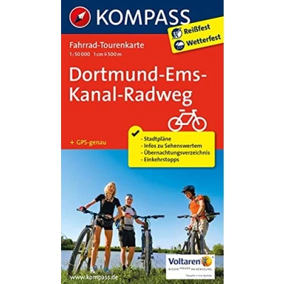 Abbildung von KOMPASS Fahrrad Tourenkarte Dortmund Ems Kanal Radweg 1:50.000: Leporello Karte, reiß und wetterfest