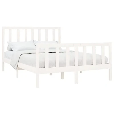 Abbildung von vidaXL Massivholzbett Doppelbett Bettgestell Bett Holzbett Bettrahmen Lattenrost Schlafzimmerbett Schlafzimmermöbel Weiß 120x200cm Kiefer