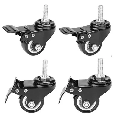 Abbildung von Youngine Locking 1,5 Zoll Drehgelenkrolle mit Gewindebolzen Drehrad und Bremse für Wagen, Möbel, Transportwagen, Werkbank (Gewindezapfen: M8 * 25mm)