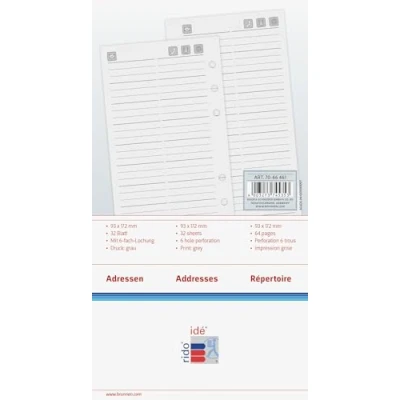 Abbildung von rido/idé 7066461 Adressen (für Timer Filius/Timing 2, 93 x 172 mm, 32 Blatt)