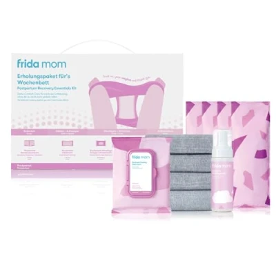 Abbildung von Frida Umstandspanty Mom Erholungspaket Wochenbett 4 Einmalunterhosen Kühlbinden, Set zur Intimpflege, 1 Aufbewahrungsbox