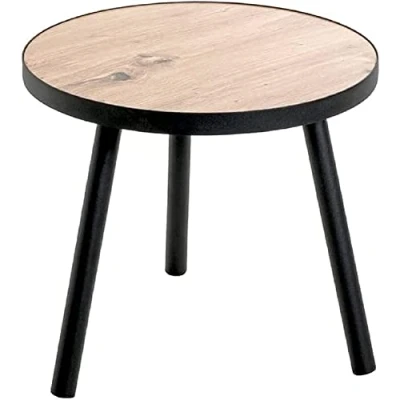 Abbildung von HAKU Möbel Beistelltisch Eiche, schwarz, MDF, Metall Maße: H 37 cm x Ø 40 cm, Style: Modern