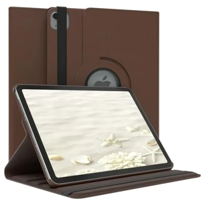 Abbildung von EAZY Case Tablet Hülle für iPad Air 6 (2024) Schutzhülle 10,9 Zoll Smart Cover Rotationcase zum Aufstellen klappbar 360 drehbar mit Standfunktion Tasche Kunstleder in Braun