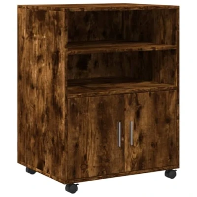Abbildung von vidaXL Rollschrank, Büroschrank mit Stauraum, Aktenschrank für Wohnzimmer Büro, Bürocontainer Schrank Rollcontainer, Räuchereiche Holzwerkstoff