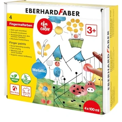 Abbildung von 4 x Eberhard Faber Fingerfarbe 100ml metallic VE=4 Farben