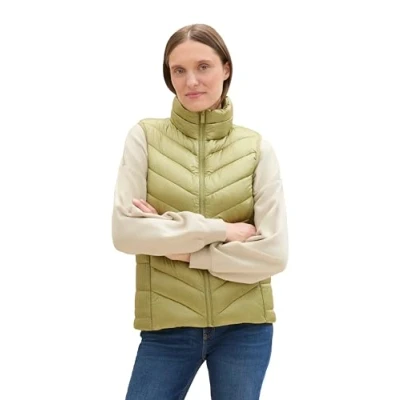Abbildung von TOM TAILOR Damen 1041486 Weste mit Stehkragen, 35768 Dark Sage, XXL
