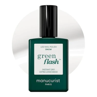 Abbildung von MANUCURIST Semi Permanenter Green Flash™ Nagellack Weißer Gelnagellack 12 Free Lack, 57% bio basiert Professionelle Maniküre 15 ml (SNOW)