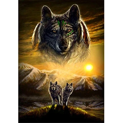 Abbildung von Yingxin34 Jigsaw Puzzle 5000 Teile, Zwei Wölfe im Gras Stück Puzzles für Erwachsene Kinder Freunde 61.61x41.53 Zoll (156.5 x 105.5cm)
