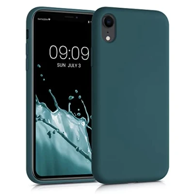 Abbildung von kwmobile Hülle kompatibel mit Apple iPhone XR gummierte TPU Silikon Handyhülle Schutzhülle für kabelloses Laden Case in Petrol matt