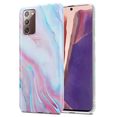 Abbildung von Cadorabo Hülle kompatibel mit Samsung Galaxy Note 20 Schutzhülle TPU Silikon Case Marmor Design Slim Kratzfest Weiche Gummi Rundumschutz für in Weiß