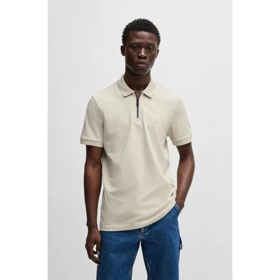 Abbildung von BOSS Passerzip Poloshirt, Herren, Größe: Large, Light beige