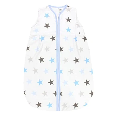 Abbildung von TupTam Baby Sommer Schlafsack 0.5 TOG aus OEKO TEX zertifizierten Materialien, Farbe: Sterne Blau Grau, Größe: 92 98