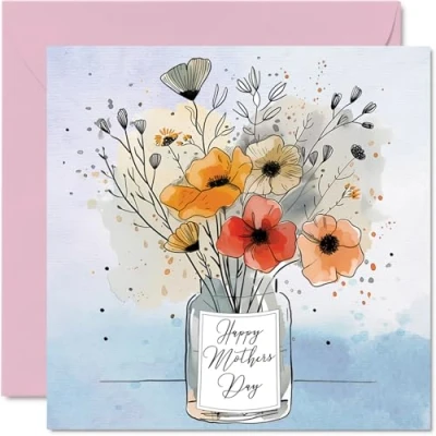 Abbildung von Stuff4 Herzliche Muttertagskarten für Mama hübsche Blumen Glückliche Muttertagskarte von Tochter und Sohn, Geschenke Mutter, 145 mm x mm, saisonale Grußkarten Mama,