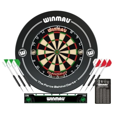 Abbildung von Winmau Dartscheibe Dartboard Surround Set Diamond Plus, (Spar Set, mit Dartpfeilen)