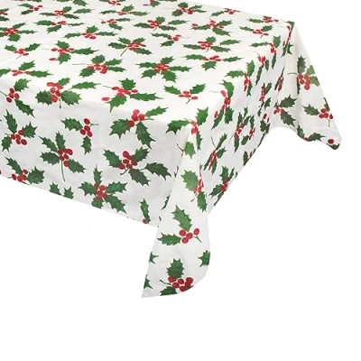 Abbildung von Talking Tables Extra große Luxus Leinen Haptik, recycelbar, Weihnachts Stechpalmen Design, Einweg Tischdecke, Größe: 270 cm x 137