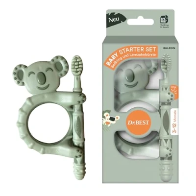 Abbildung von Dr.BEST Baby Starter Set: Beißring und Lernzahnbürste für Babys ab 3 Monate, gegen Zahnungsbeschwerden, die schonende Gewöhnung an das Zähneputzen, 1 Stück