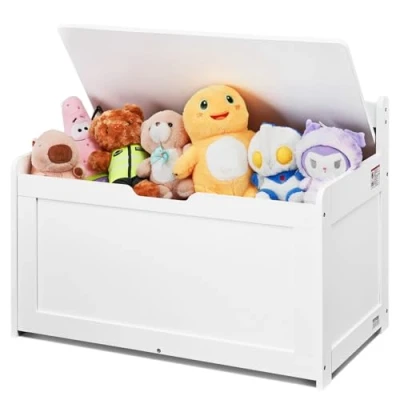 Abbildung von VEVOR Kindersitzbank Spielzeug Aufbewahrungsbank, Sitzbank mit Stauraum Kinder Spielzeugkiste, Aufbewahrung, Spielzeugkiste Klappdeckel und Rückenlehne, 830 x 455 609 mm Weiß