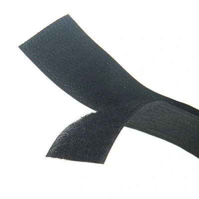 Abbildung von Schwarzes Klettband Set zum Aufnähen, mit nicht klebender Rückseite, Nylongewebe, 3 cm 2 m
