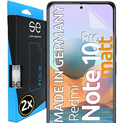 Abbildung von smart engineered Entspiegelte Schutzfolie kompatibel mit Xiaomi Redmi Note 10 Pro, selbstheilende Schutzglasfolie, HD Displayschutzfolie, Anti Kratzen, Bläschen, Alter. Schutzglas se®