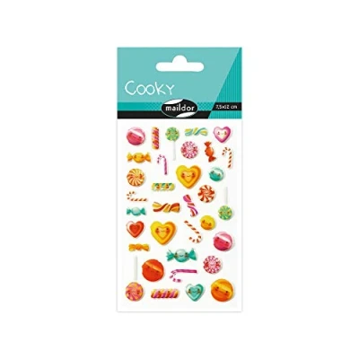Abbildung von Maildor 560429C Set mit 8 Bögen Stickers Cooky 3D (7,5 x 12 cm, ideal für Bastelprojekte und Dekoration) bunt