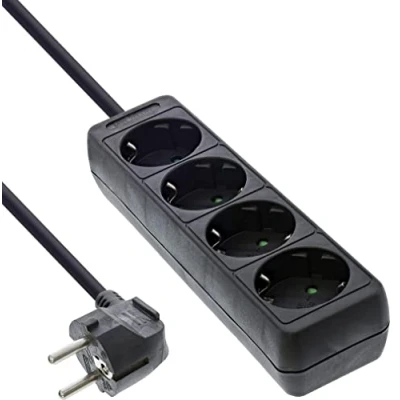 Abbildung von InLine® Steckdosenleiste, 4 Fach Schutzkontakt 3m, schwarz