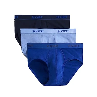 Abbildung von 2(x)ist)IST Herren Essential Cotton No Show Slip 3er Pack, Marineblau/Kobaltblau/Porzellan, X Large